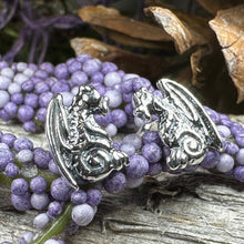 Load image into Gallery viewer, Dragon Earrings, Gargoyle Stud Earrings, Irish Jewelry, Gothic Jewelry, Wiccan Jewelry, Celtic Dragon Gift, Pagan Jewelry, Silver Jewerly