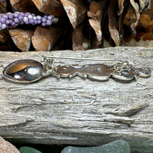 Load image into Gallery viewer, Love Spoon Brooch, Celtic Jewelry, Wales Jewelry, Welsh Pin, Bridal Jewelry, Anniversary Gift, Heart Jewelry, Silver Spoon Wife Gift