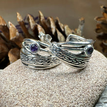 Load image into Gallery viewer, Celtic Hoop Earrings, Irish Jewelry, Scottish Earrings, Mom Gift, Post Back Earrings, Scotland Jewelry, Anniversary Gift, Graduation Gift