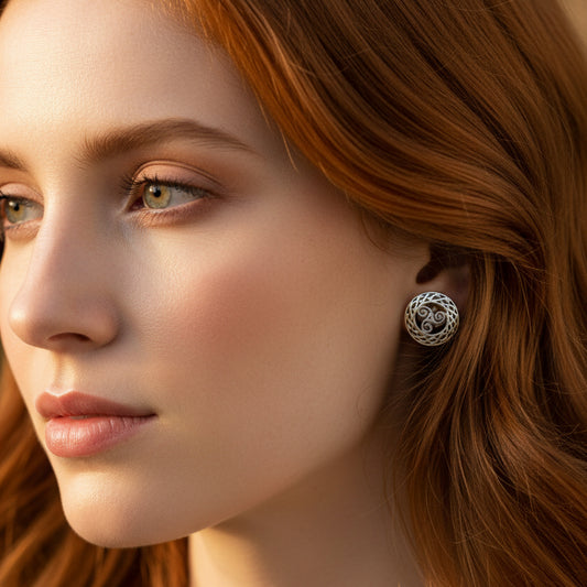 Celtic Spiral Stud Earrings, Irish Jewelry, Celtic Jewelry, Anniversary Gift, Triskele Jewelry, Norse Jewelry, Silver Post Earrings, Ireland