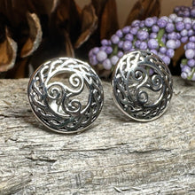 Load image into Gallery viewer, Celtic Spiral Stud Earrings, Irish Jewelry, Celtic Jewelry, Anniversary Gift, Triskele Jewelry, Norse Jewelry, Silver Post Earrings, Ireland