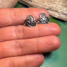 Load image into Gallery viewer, Celtic Spiral Stud Earrings, Irish Jewelry, Celtic Jewelry, Anniversary Gift, Triskele Jewelry, Norse Jewelry, Silver Post Earrings, Ireland