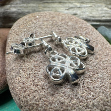 Load image into Gallery viewer, Shamrock Earrings, Celtic Jewelry, Irish Post Earrings, Clover Jewelry, Anniversary Gift, Ireland Jewelry, Graduation Gift, Silver Wife Gift