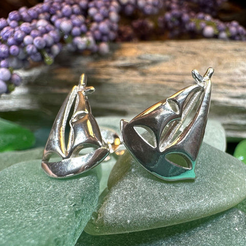 Load image into Gallery viewer, Sailboat Earrings, Nautical Jewelry, Ship Jewelry, Sailing Jewelry, Beach Jewelry, Ocean Jewelry, Anniversary Gift, Wife Gift, Stud Earrings