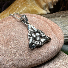 Load image into Gallery viewer, Trinity Knot Necklace, Celtic Pendant, Irish Jewelry, Scotland Jewelry, Triquetra Pendant, Norse Jewelry, Anniversary Gift, Marcasite Gift