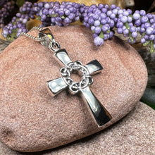 Load image into Gallery viewer, Celtic Cross Necklace, Scottish Pendant, Silver Irish Cross, Girl's Confirmation Gift, First Communion Gift, Religious Jewelry, Ireland Gift