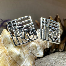 Load image into Gallery viewer, Rose Earrings, Scotland Jewelry, Mackintosh Jewelry, Celtic Jewelry, Anniversary Gift, Stud Earrings, Nature Jewelry, Art Deco Post Earrings
