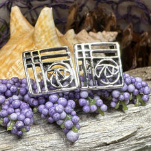 Load image into Gallery viewer, Rose Earrings, Scotland Jewelry, Mackintosh Jewelry, Celtic Jewelry, Anniversary Gift, Stud Earrings, Nature Jewelry, Art Deco Post Earrings