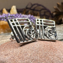 Load image into Gallery viewer, Rose Earrings, Scotland Jewelry, Mackintosh Jewelry, Celtic Jewelry, Anniversary Gift, Stud Earrings, Nature Jewelry, Art Deco Post Earrings