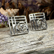 Load image into Gallery viewer, Rose Earrings, Scotland Jewelry, Mackintosh Jewelry, Celtic Jewelry, Anniversary Gift, Stud Earrings, Nature Jewelry, Art Deco Post Earrings
