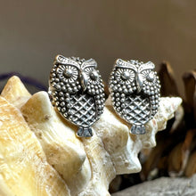 Load image into Gallery viewer, Owl Stud Earrings, Barn Owl Earrings, Silver Post Earrings, Norse Jewelry, Owl Gift, Nature Jewelry, Bird Lover Gift, Girl's Pagan Earrings