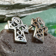 Load image into Gallery viewer, Celtic Cross Earrings, Celtic Post Earrings, First Communion Gift, Girl's Confirmation Gift, Spiritual Gift, Ireland Cross, Religious Gift
