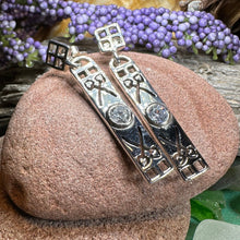 Load image into Gallery viewer, Art Deco Earrings, Scotland Jewelry, Mackintosh Jewelry, Silver Post Earrings, Anniversary Gift, Celtic Earrings, Rose Jewelry, Mom Gift