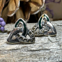 Load image into Gallery viewer, Celtic Knot Earrings, Irish Jewelry, Celtic Jewelry, Trinity Knot Post Earrings, Norse Jewelry, Triquetra Stud Earrings, Ireland Earrings