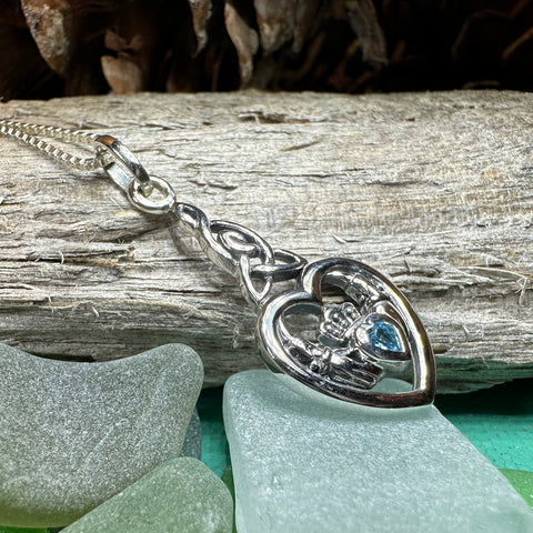 Load image into Gallery viewer, Claddagh Necklace, Celtic Pendant, Irish Jewelry, Ireland Gift, Mom Gift, Anniversary Gift, Mother's Knot, Heart Jewelry, Graduation Gift