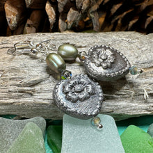 Load image into Gallery viewer, Victorian Pearl Earrings, Crystal Jewelry, Heart Long Earrings, Beaded Drop Earrings, Mom Gift, Sister Gift, Friendship Gift, Nature Jewelry