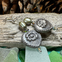 Load image into Gallery viewer, Victorian Pearl Earrings, Crystal Jewelry, Heart Long Earrings, Beaded Drop Earrings, Mom Gift, Sister Gift, Friendship Gift, Nature Jewelry