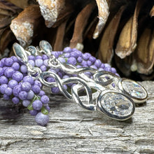 Load image into Gallery viewer, Celtic Knot Earrings, Silver Post Earrings, Irish Jewelry, Scottish Drop Earrings, Silver Ireland Gift, Scotland Gift, Diamond Earrings