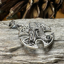 Load image into Gallery viewer, Celtic Cross Necklace, Dragon Pendant, Irish Jewelry, Men's Cross Jewelry, Anniversary Gift, Medieval Cross, Irish Cross, Celtic Jewelry