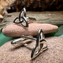 Load image into Gallery viewer, Trinity Knot Cuff Links, Celtic Jewelry, Irish Jewelry, Scotland Jewelry, Celtic Jewelry, Groom Gift, Best Man Gift, Silver Anniversary Gift