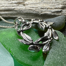 Load image into Gallery viewer, Mistletoe Necklace, Celtic Jewelry, Leaf Jewelry, Ireland Gift, Irish Jewelry, Scotland Jewelry, Silver Anniversary Gift, Graduation Gift