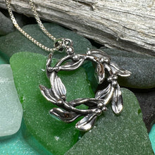 Load image into Gallery viewer, Mistletoe Necklace, Celtic Jewelry, Leaf Jewelry, Ireland Gift, Irish Jewelry, Scotland Jewelry, Silver Anniversary Gift, Graduation Gift