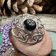 Load image into Gallery viewer, Celtic Knot Brooch, Celtic Jewelry, Irish Pin, Scotland Brooch, Celtic Onyx Brooch, Anniversary Gift, Celtic Knot Pin, Ireland Gift, Norse