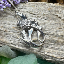 Load image into Gallery viewer, Thistle Necklace, Scottish Pendant, Silver Scotland Jewelry, Outlander Jewelry, Wife Gift, Friendship Gift, Nature Jewelry, Anniversary Gift
