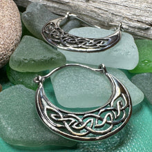 Load image into Gallery viewer, Celtic Hoop Earrings, Irish Jewelry, Scottish Earrings, Mom Gift, Sister Gift, Scotland Jewelry, Anniversary Gift, Graduation Gift