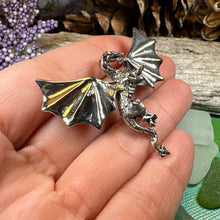 Load image into Gallery viewer, Dragon Brooch, Dragon Pendant, Scotland Jewelry, Fantasy Jewelry, Scarf Pin, Gothic Celtic Pin, Celtic Jewelry, Girlfriend Gift, Wife Gift