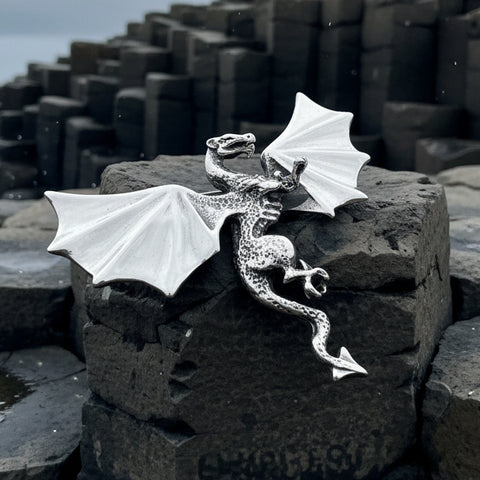 Load image into Gallery viewer, Dragon Brooch, Dragon Pendant, Scotland Jewelry, Fantasy Jewelry, Scarf Pin, Gothic Celtic Pin, Celtic Jewelry, Girlfriend Gift, Wife Gift