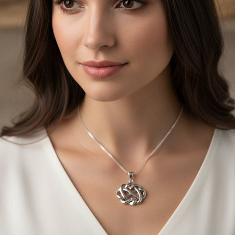 Load image into Gallery viewer, Heart Necklace, Irish Jewelry, Celtic Pendant, Scotland Jewelry, Love Knot Jewelry, Anniversary Gift, Infinity Jewelry, Celtic Knot Gift