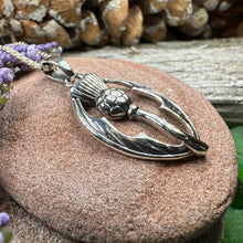 Load image into Gallery viewer, Thistle Necklace, Scottish Pendant, Silver Scotland Jewelry, Outlander Jewelry, Wife Gift, Friendship Gift, Nature Jewelry, Anniversary Gift