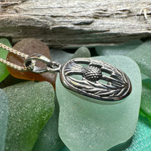 Load image into Gallery viewer, Thistle Necklace, Scotland Jewelry, Scottish Pendant, Anniversary Gift, Silver Celtic Jewelry, Gift for Her, Flower Jewelry, Girlfriend Gift
