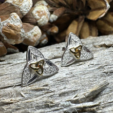 Load image into Gallery viewer, Trinity Knot Earrings, Celtic Knot Stud Earrings, Celtic Jewelry, Anniversary Gift, Irish Jewelry, Graduation Gift, Wiccan Scotland Jewelry