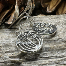 Load image into Gallery viewer, Rose Earrings, Scotland Jewelry, Mackintosh Drop Earrings, Silver Anniversary Gift, Flower Earrings, Nature Jewelry, Art Deco Jewelry