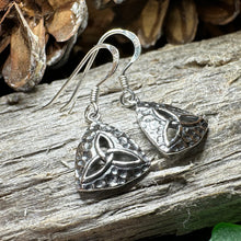 Load image into Gallery viewer, Trinity Knot Earrings, Celtic Jewelry, Irish Jewelry, Celtic Knot Jewelry, Scottish Earrings, Wife Gift, Silver Dangle Earrings, Pagan Gift