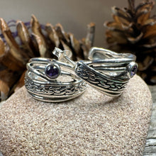 Load image into Gallery viewer, Celtic Hoop Earrings, Irish Jewelry, Scottish Earrings, Mom Gift, Post Back Earrings, Scotland Jewelry, Anniversary Gift, Graduation Gift