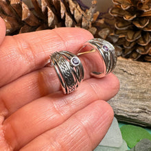 Load image into Gallery viewer, Celtic Hoop Earrings, Irish Jewelry, Scottish Earrings, Mom Gift, Post Back Earrings, Scotland Jewelry, Anniversary Gift, Graduation Gift