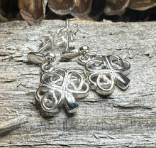 Load image into Gallery viewer, Shamrock Earrings, Celtic Jewelry, Irish Post Earrings, Clover Jewelry, Anniversary Gift, Ireland Jewelry, Graduation Gift, Silver Wife Gift