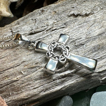 Load image into Gallery viewer, Celtic Cross Necklace, Scottish Pendant, Silver Irish Cross, Girl's Confirmation Gift, First Communion Gift, Religious Jewelry, Ireland Gift
