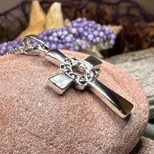Load image into Gallery viewer, Celtic Cross Necklace, Scottish Pendant, Silver Irish Cross, Girl's Confirmation Gift, First Communion Gift, Religious Jewelry, Ireland Gift