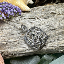 Load image into Gallery viewer, Thistle Necklace, Scotland Jewelry, Marcasite Pendant, Silver Scotland Jewelry, Mom Gift, Graduation Gift, Celtic Jewelry, Nature Necklace