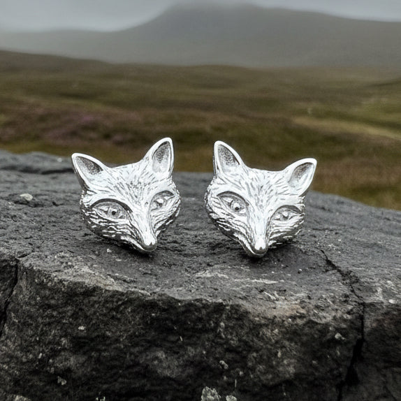 Little Fox Stud Earring in Sterling Silver – Celtic Crystal Design