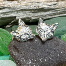 Load image into Gallery viewer, Fox Stud Earring, Vixen Earrings, Silver Post Earrings, Animal Jewelry, Fox Face, Wife Gift, Girlfriend Gift, Woodland Animal, Foxy Lady