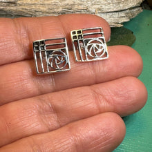 Load image into Gallery viewer, Rose Earrings, Scotland Jewelry, Mackintosh Jewelry, Celtic Jewelry, Anniversary Gift, Stud Earrings, Nature Jewelry, Art Deco Post Earrings