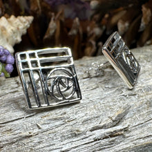 Load image into Gallery viewer, Rose Earrings, Scotland Jewelry, Mackintosh Jewelry, Celtic Jewelry, Anniversary Gift, Stud Earrings, Nature Jewelry, Art Deco Post Earrings