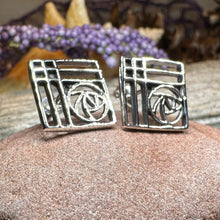 Load image into Gallery viewer, Rose Earrings, Scotland Jewelry, Mackintosh Jewelry, Celtic Jewelry, Anniversary Gift, Stud Earrings, Nature Jewelry, Art Deco Post Earrings