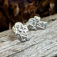 Load image into Gallery viewer, Celtic Cross Earrings, Celtic Post Earrings, First Communion Gift, Girl's Confirmation Gift, Spiritual Gift, Ireland Cross, Religious Gift