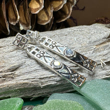 Load image into Gallery viewer, Art Deco Earrings, Scotland Jewelry, Mackintosh Jewelry, Silver Post Earrings, Anniversary Gift, Celtic Earrings, Rose Jewelry, Mom Gift